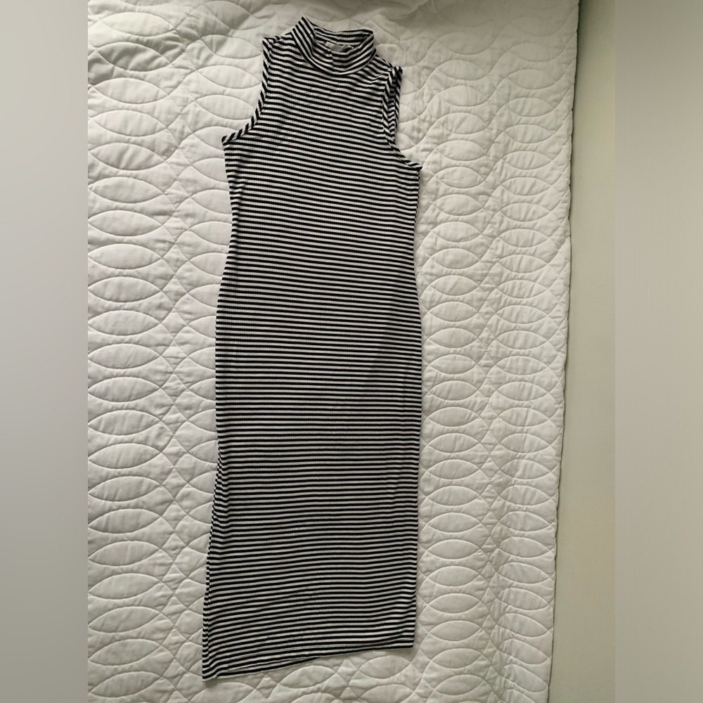 #26 Black & White striped ribbed tube dress. Beetlejuice Beetlejuice Beetle... - Picture 1 of 3
